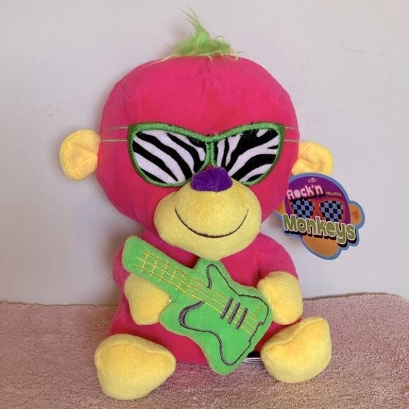 Vintage Kellytoy Pink Rockin’ Monkey Plush - Picture 1 of 9